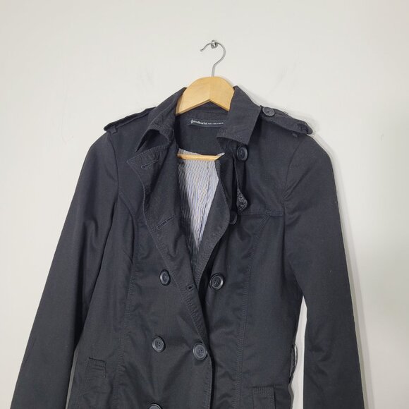 Stradivarius Women's Black Long Sleeve Double Breasted Trench Coats Size Small - Picture 7 of 12